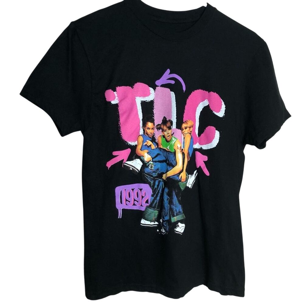 TLC Womens Black Graphic Tee Sz S